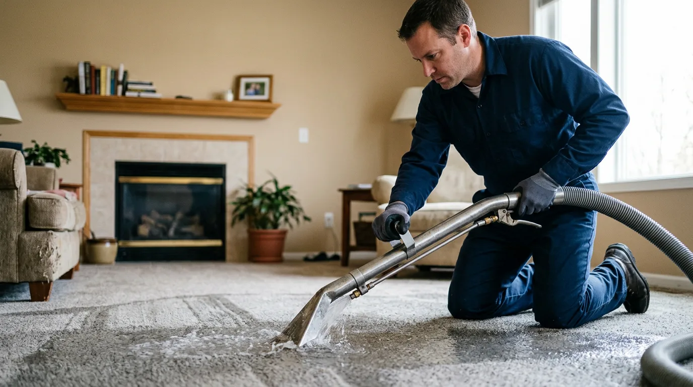 Water damage restoration technician working near Casnovia, MI